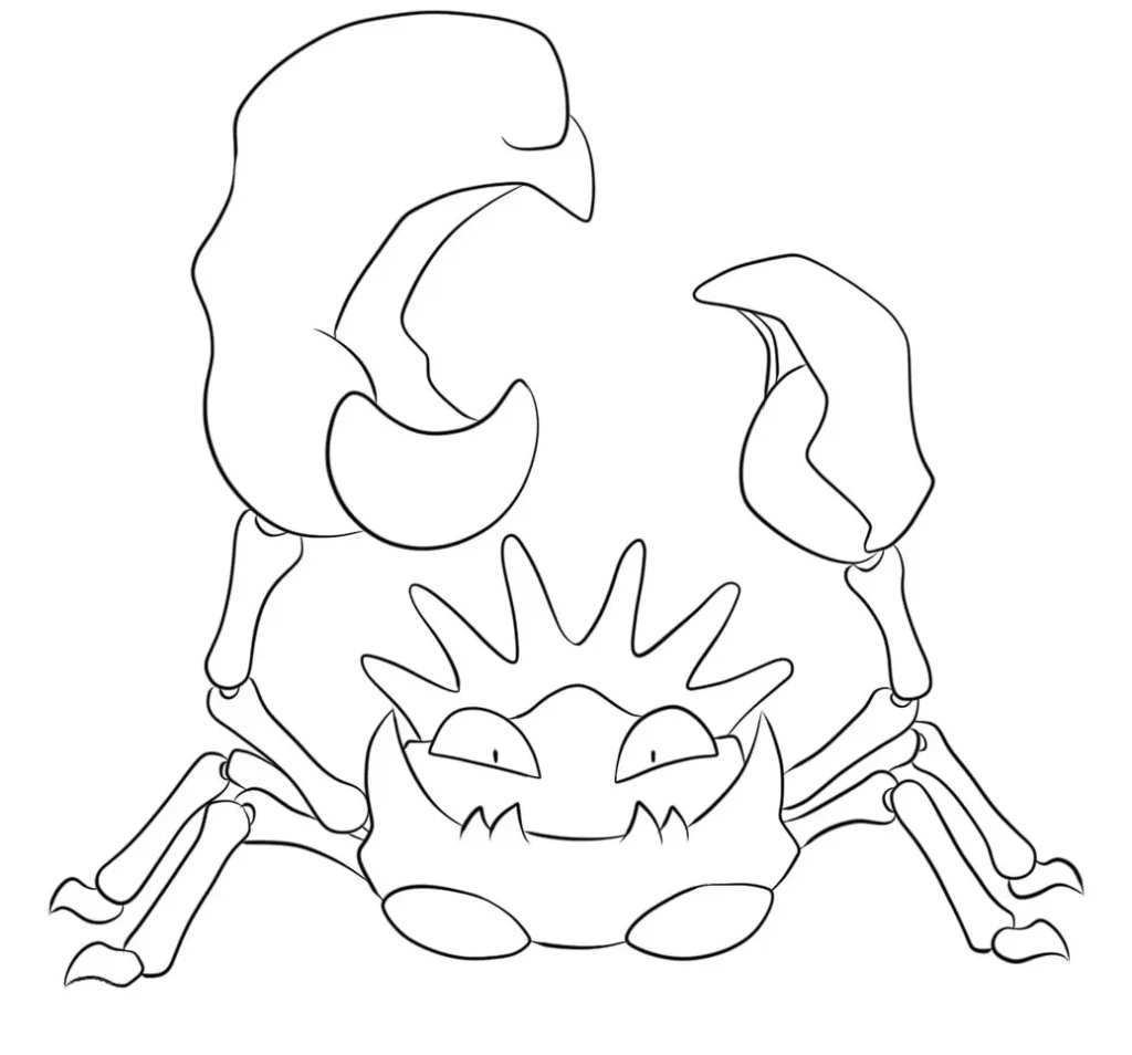 Kingler para colorir: Desenho de Pokémon Sirirrei detalhado.
