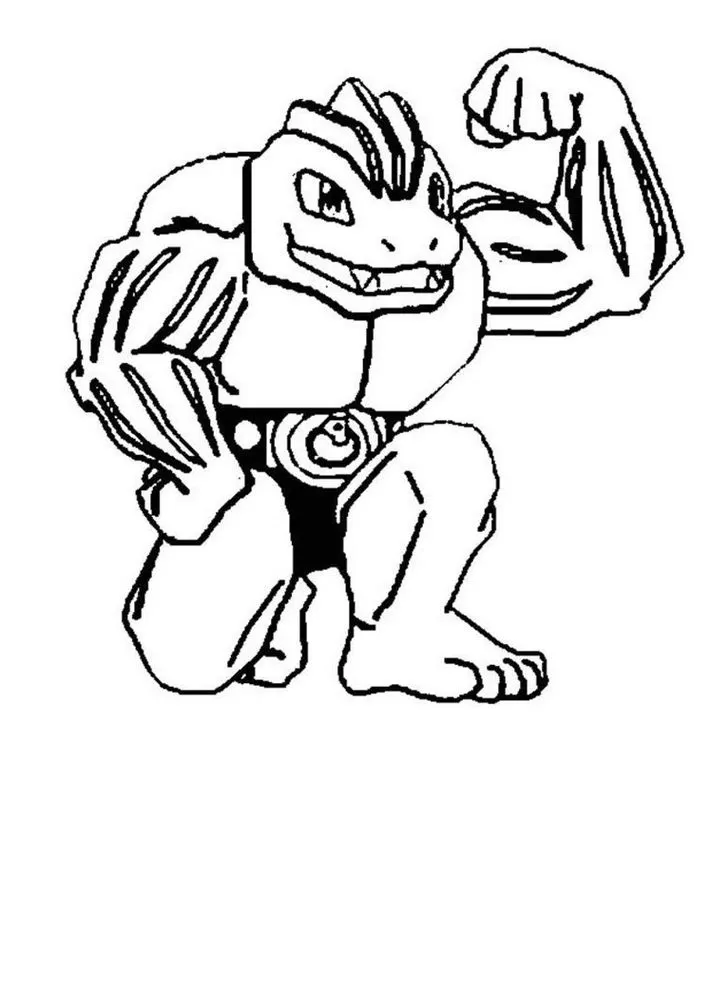 Machoke para colorir: Desenho de Pokémon lutador musculoso