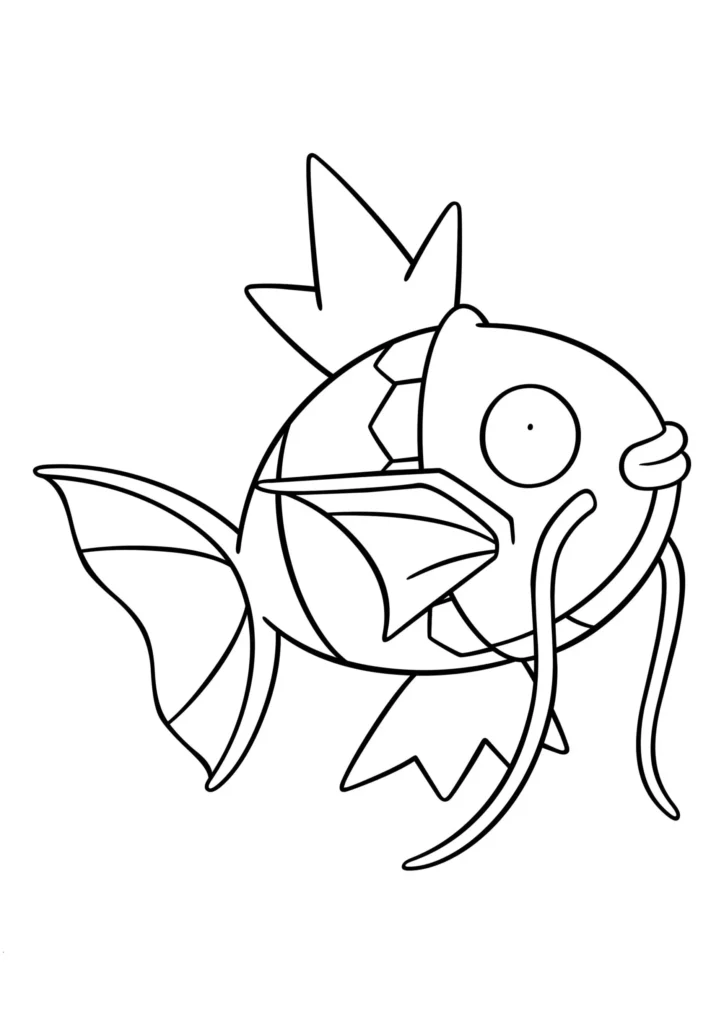 Magikarp para colorir: Desenho de Pokémon aquático Magicarpa