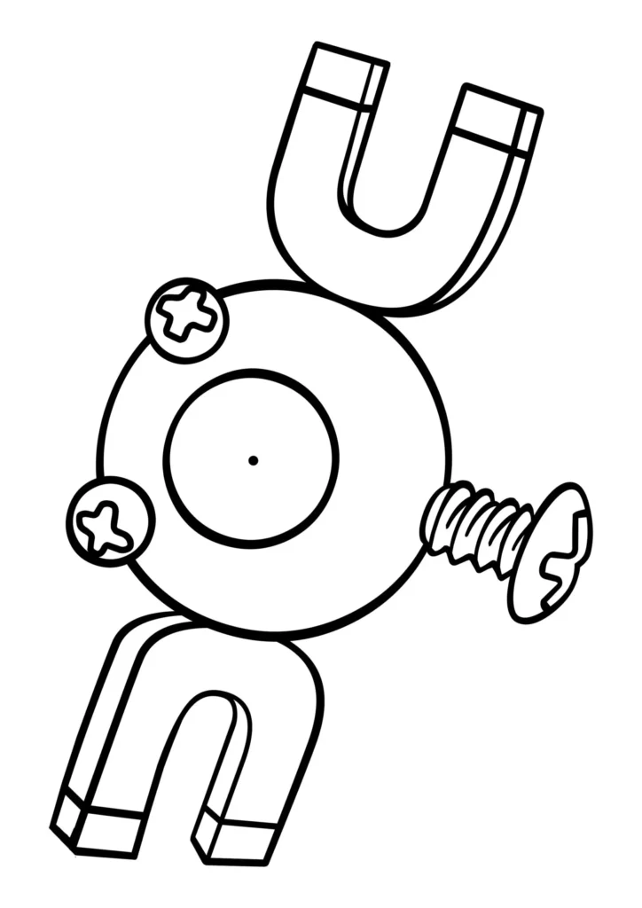 Magnemite para colorir: Desenho do Pokémon Magnemita