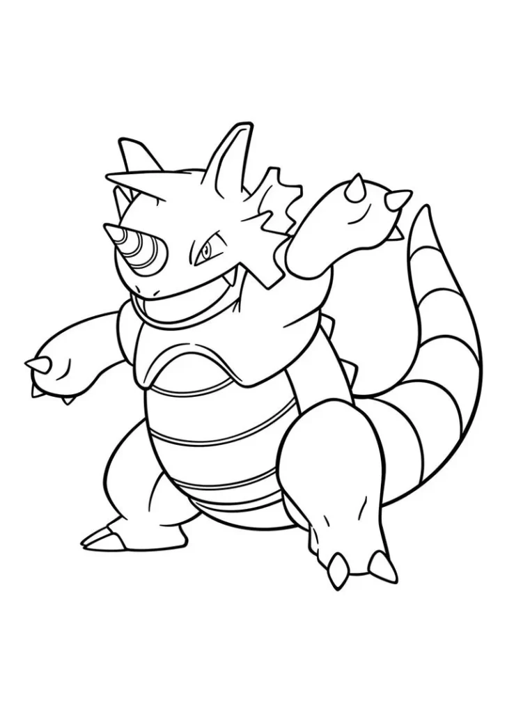Nidoking para colorir: Desenho do Pokémon tipo Venenoso/Terrestre.