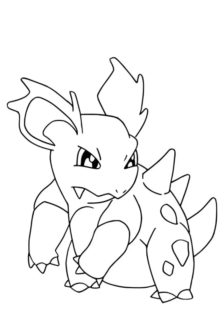 Nidorina Paculhana para colorir: Desenho do Pokémon Nidorino pronto para sua criatividade
