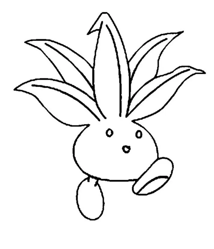 Oddish para colorir: Desenho simples do Pokémon tipo planta Rabazarro.