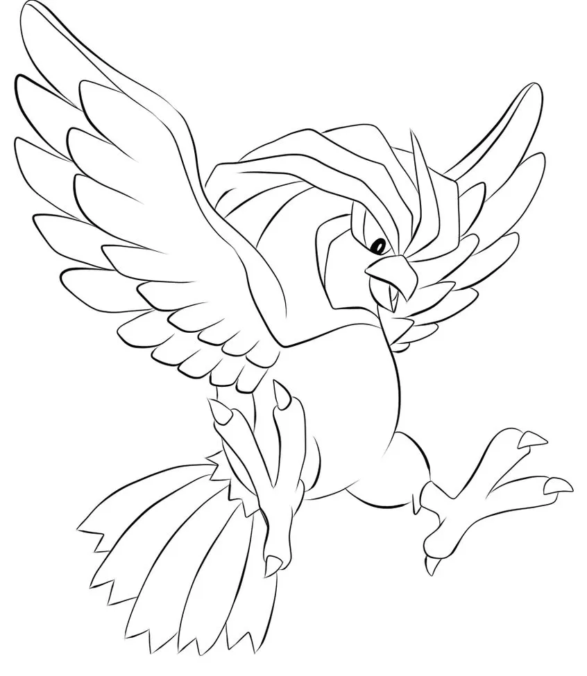 Pidgeotto em voo: Desenho de Pokémon para colorir.
