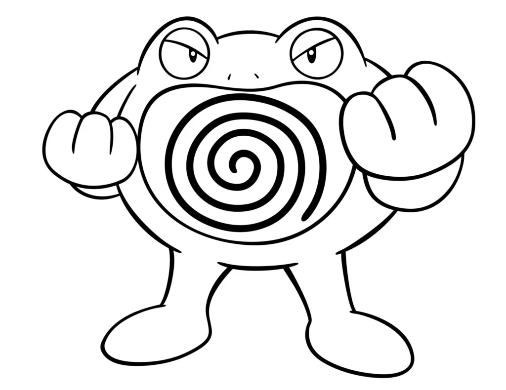 Poliwrath para colorir: Desenho do Pokémon com espiral na barriga - Raivinno