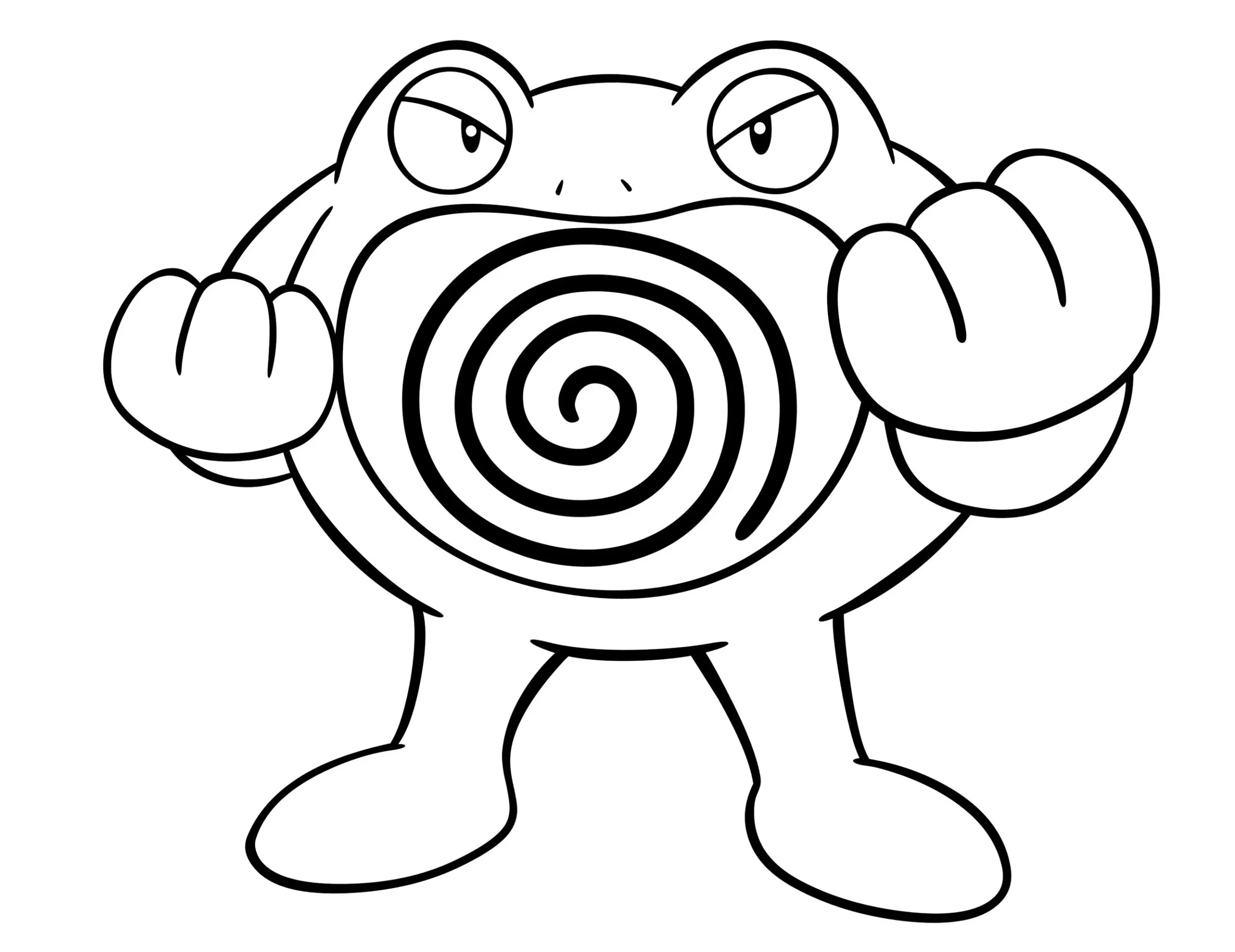 Desenhos de Pokémons para colorir Poliwrath - Raivinno Poliwrath para colorir: Desenho do Pokémon com espiral na barriga - Raivinno