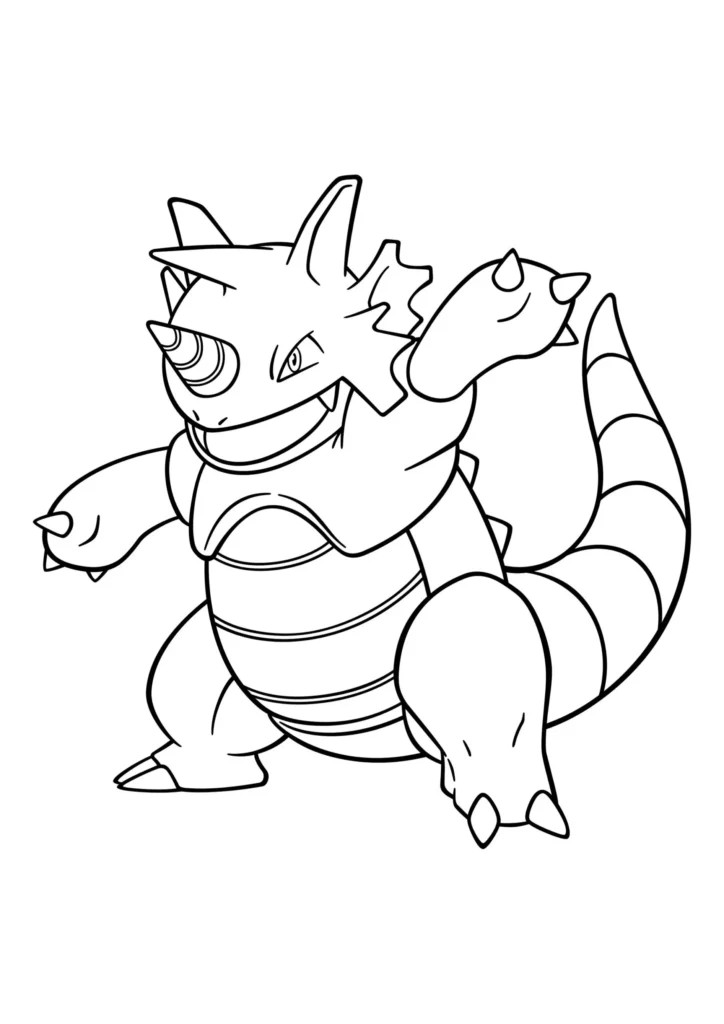 Rhydon para colorir: Desenho do Pokémon tipo Rocha/Terra