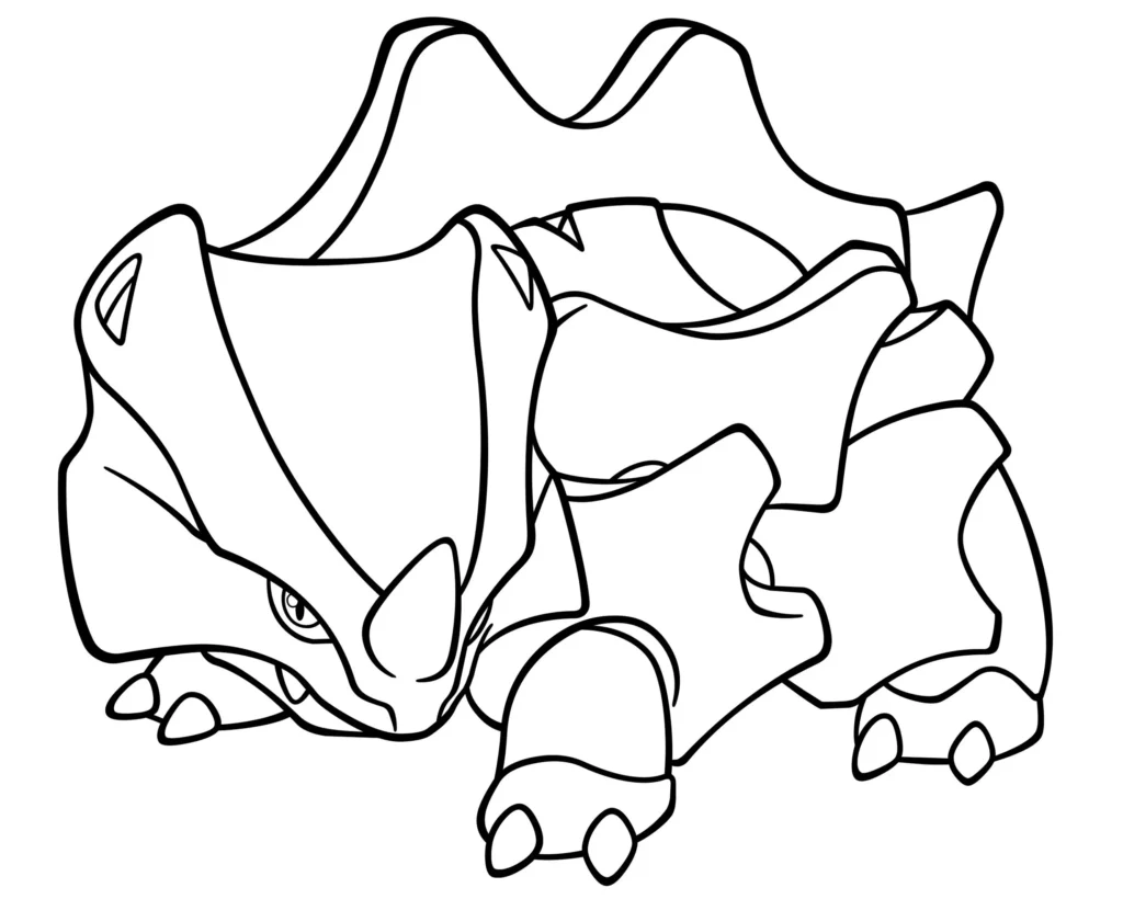 Rhyhorn para colorir: Desenho do Pokémon Rinochifre pronto para pintar.