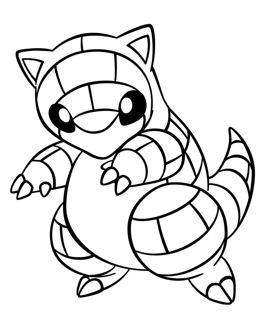 Pokémon Sandshrew Areiatu para colorir: Desenho do Pokémon Areiatu pronto para pintura.