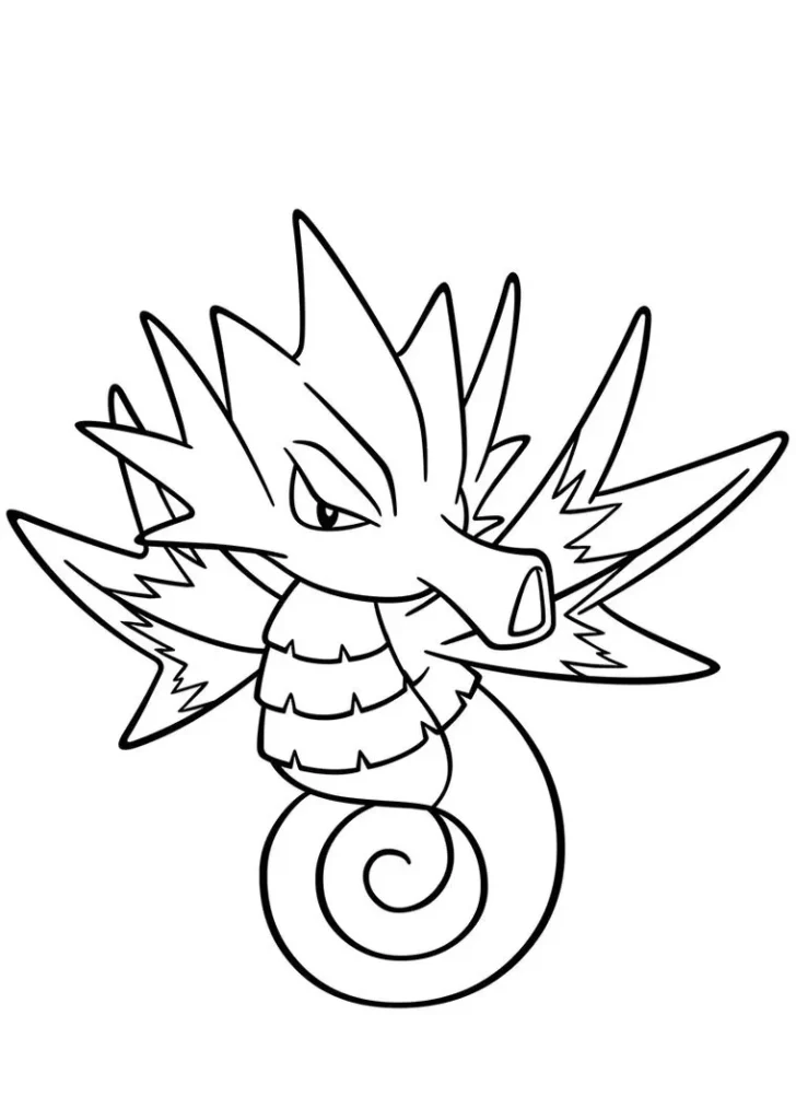 Seadra para colorir: Desenho de Pokémon tipo Dragão e Água