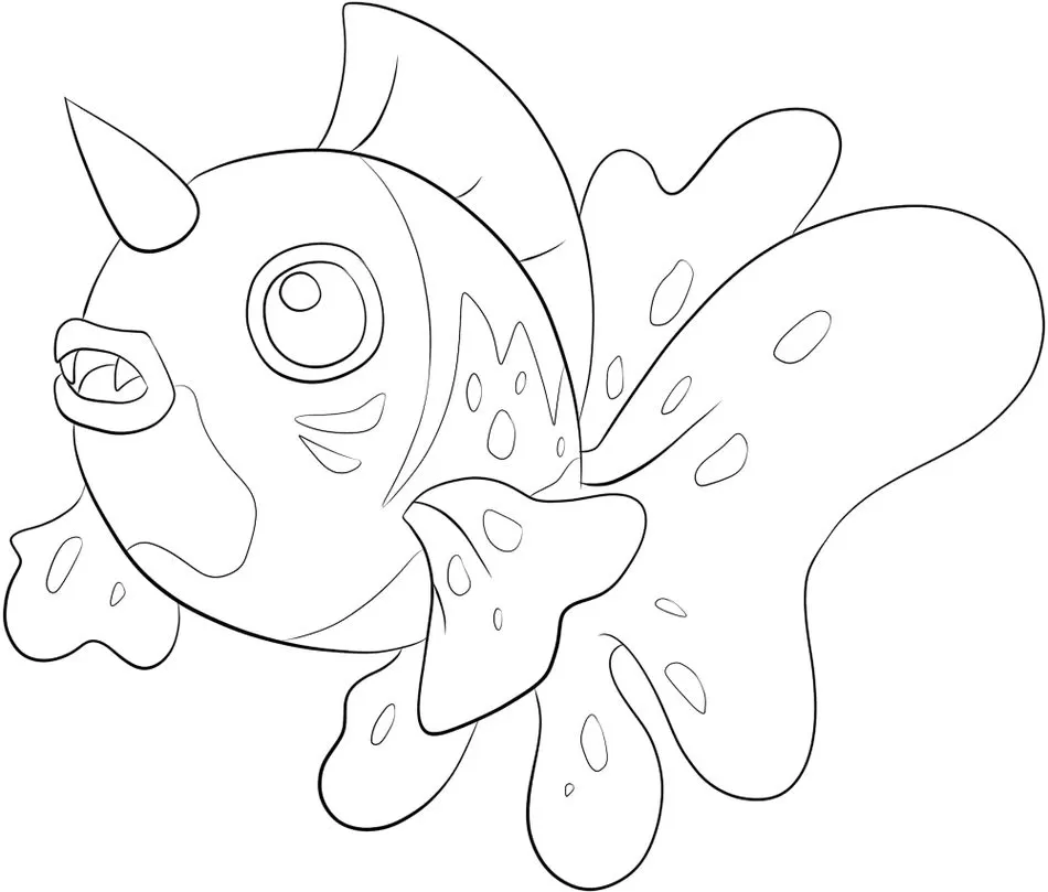Seaking: Desenho de Pokémon Reymar pronto para colorir.