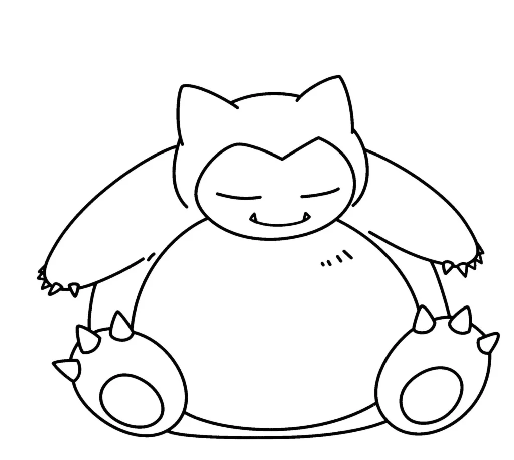 Snorlax para colorir: Desenho do Pokémon Roncolaxo sentado, ideal para atividades de pintura.