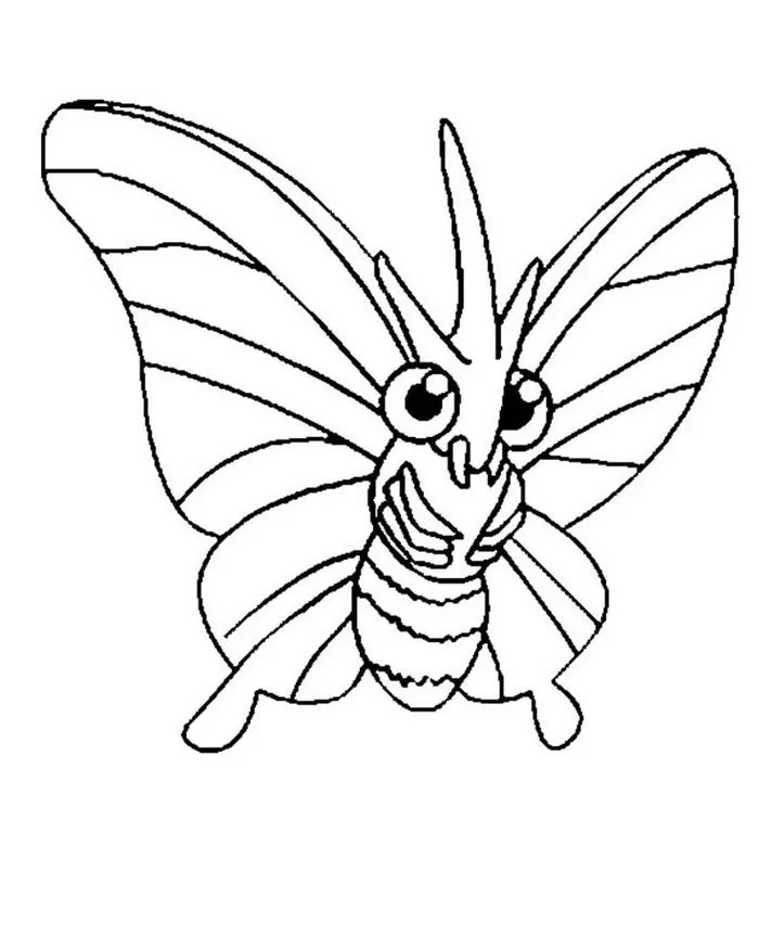 Venomoth para colorir: Desenho de Pokémon Venoposa tipo Inseto e Venenoso