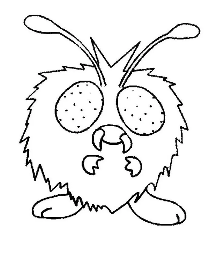 Venonat para colorir: Desenho do Pokémon Inseto/Veneno com corpo peludo, olhos grandes e antenas características.