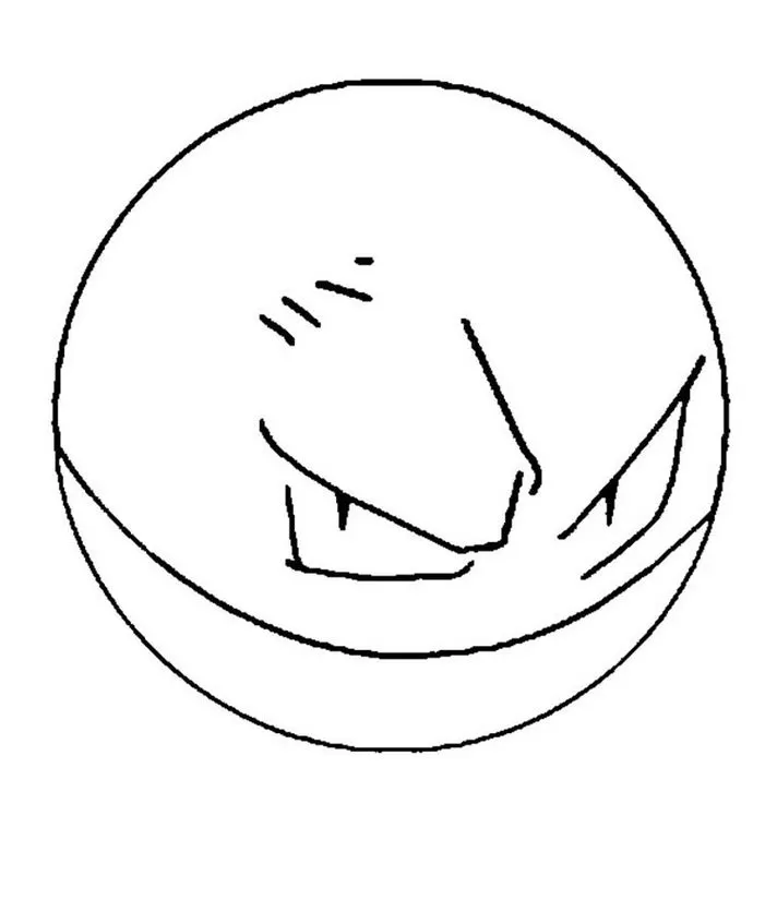Voltorb para colorir: Desenho do Pokémon elétrico com expressão raivosa.
