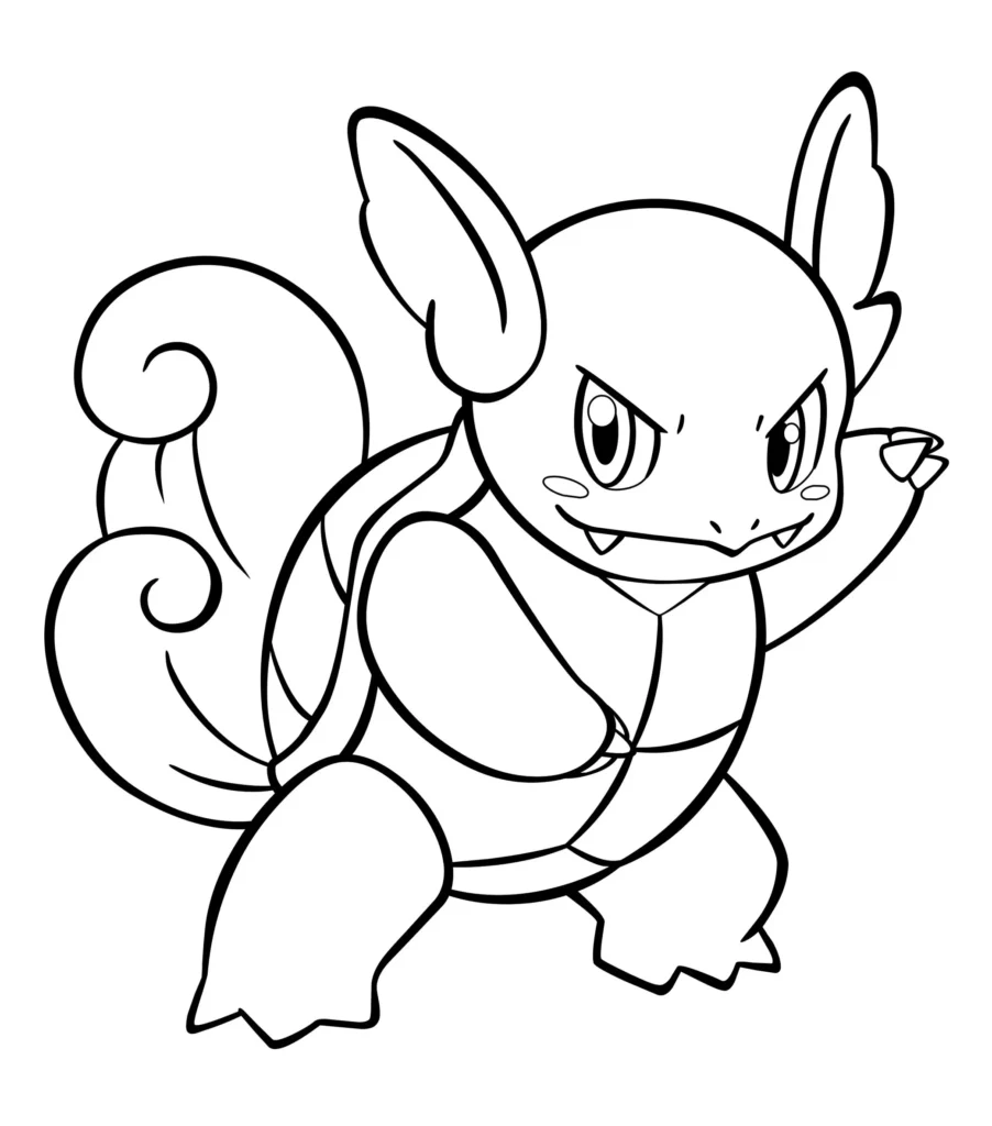 Wartortle, o Pokémon aquático Guerreiruga, pronto para colorir.