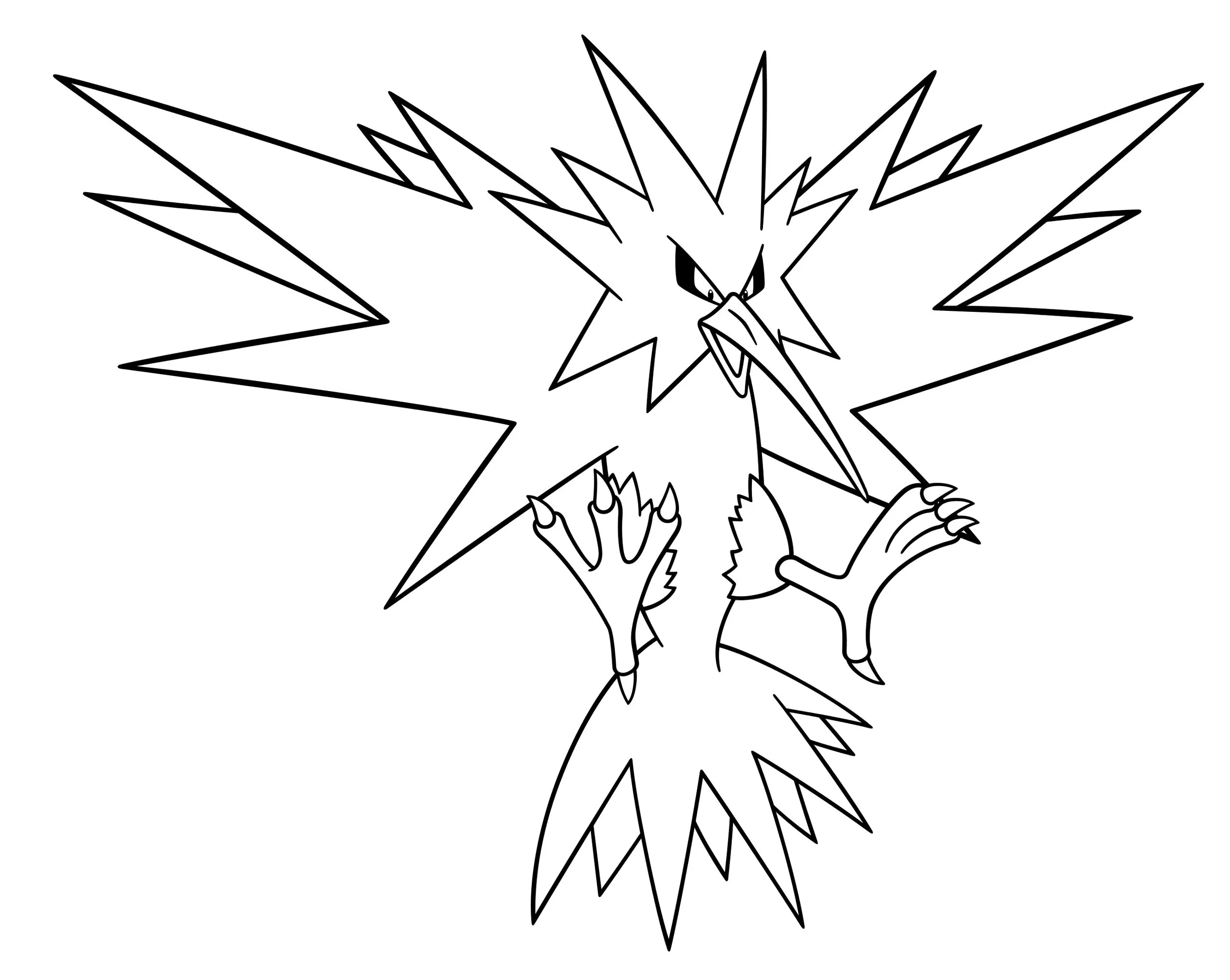 Desenhos de Pokémons para colorir Zapdos - Raidois Pokémon Zapdos para colorir: Desenho do lendário Raio
