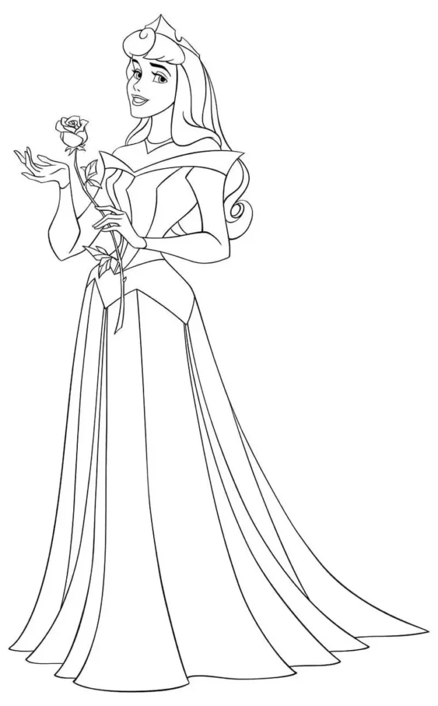 Princesa Aurora para colorir: Desenho em PDF da Bela Adormecida.