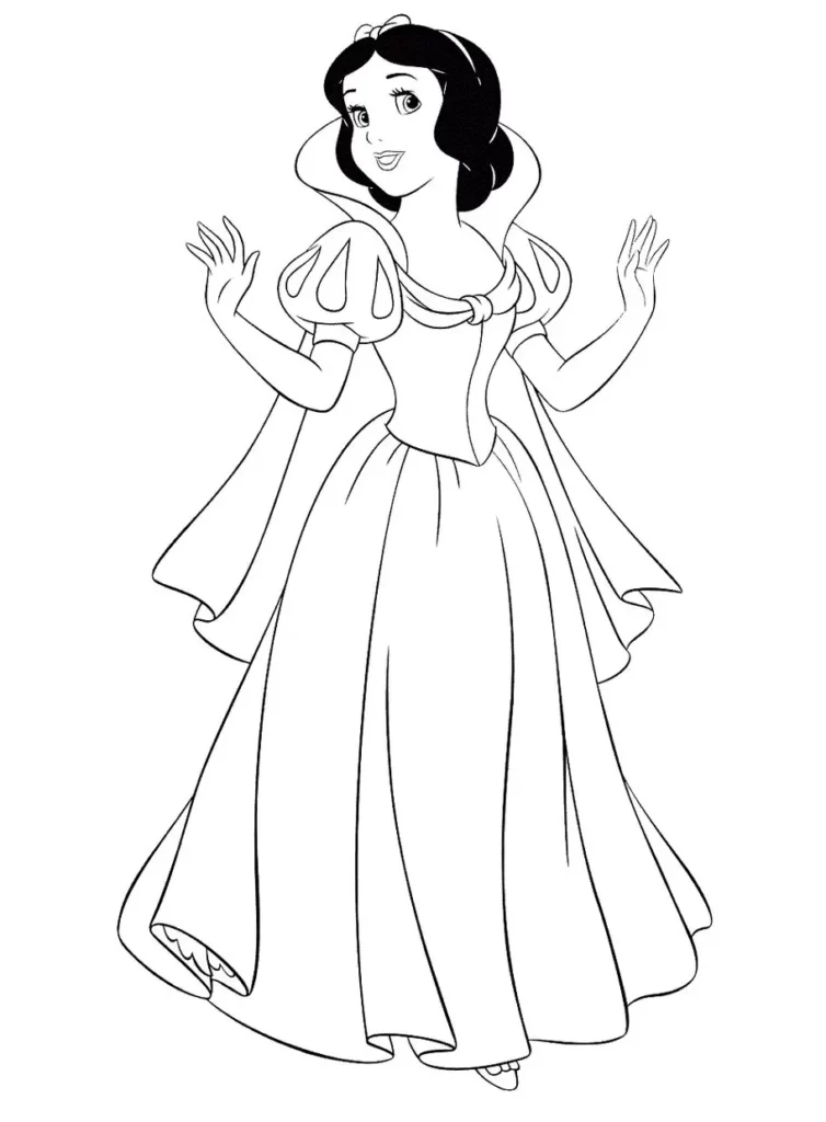 Branca de Neve para colorir em PDF: desenho clássico da princesa.