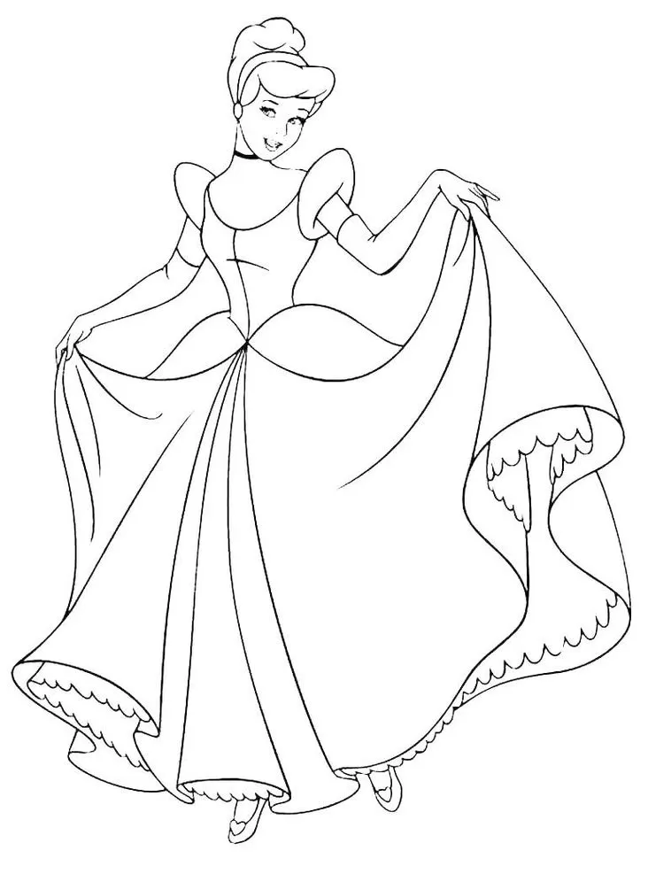 Desenho de Cinderela para colorir: Atividade de princesa em PDF