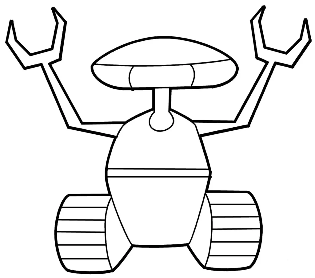 Robô com cabeça achatada para colorir: atividade criativa.