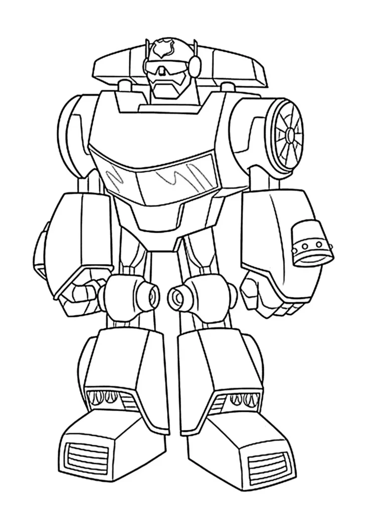 Robô Fortão para colorir: Desenho com visual robusto e mecânico.