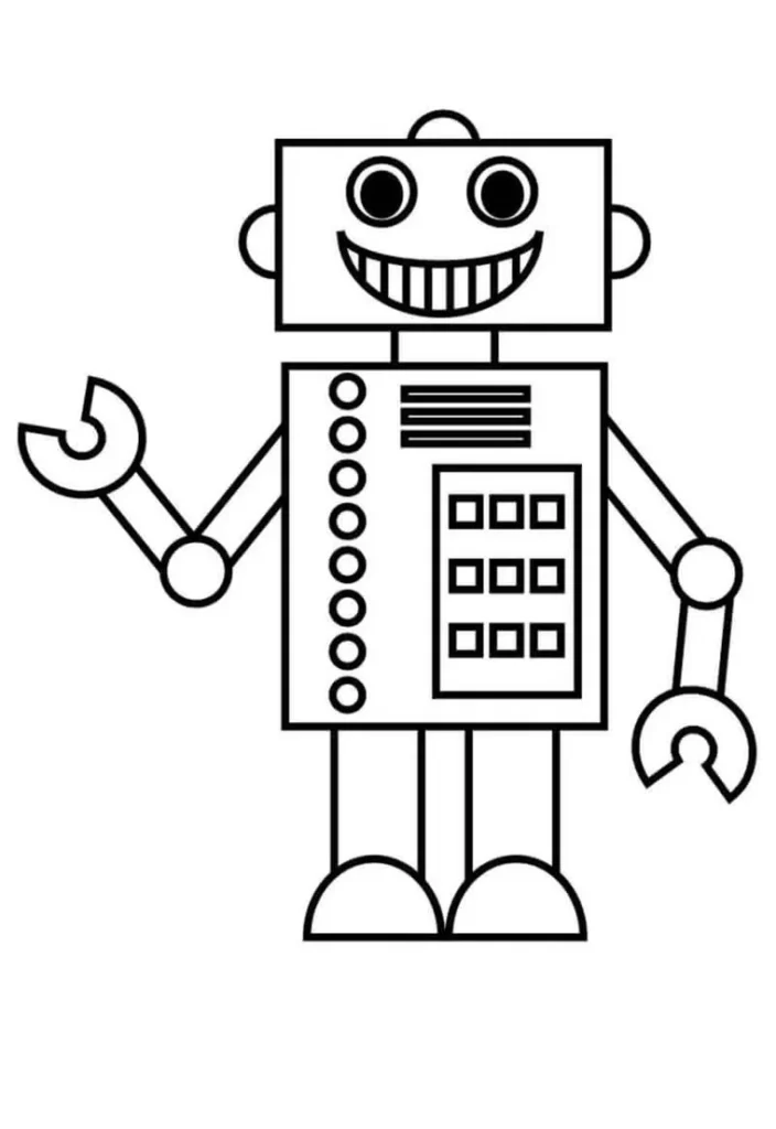 Robô quadrado para colorir: Design geométrico simples e divertido.