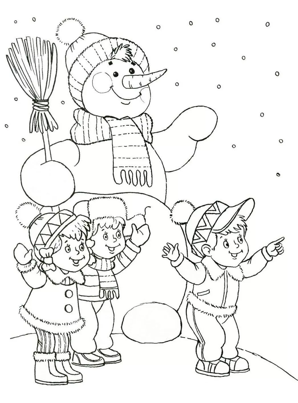 Desenhos de Snowman Boneco de Neve em PDF Acenando