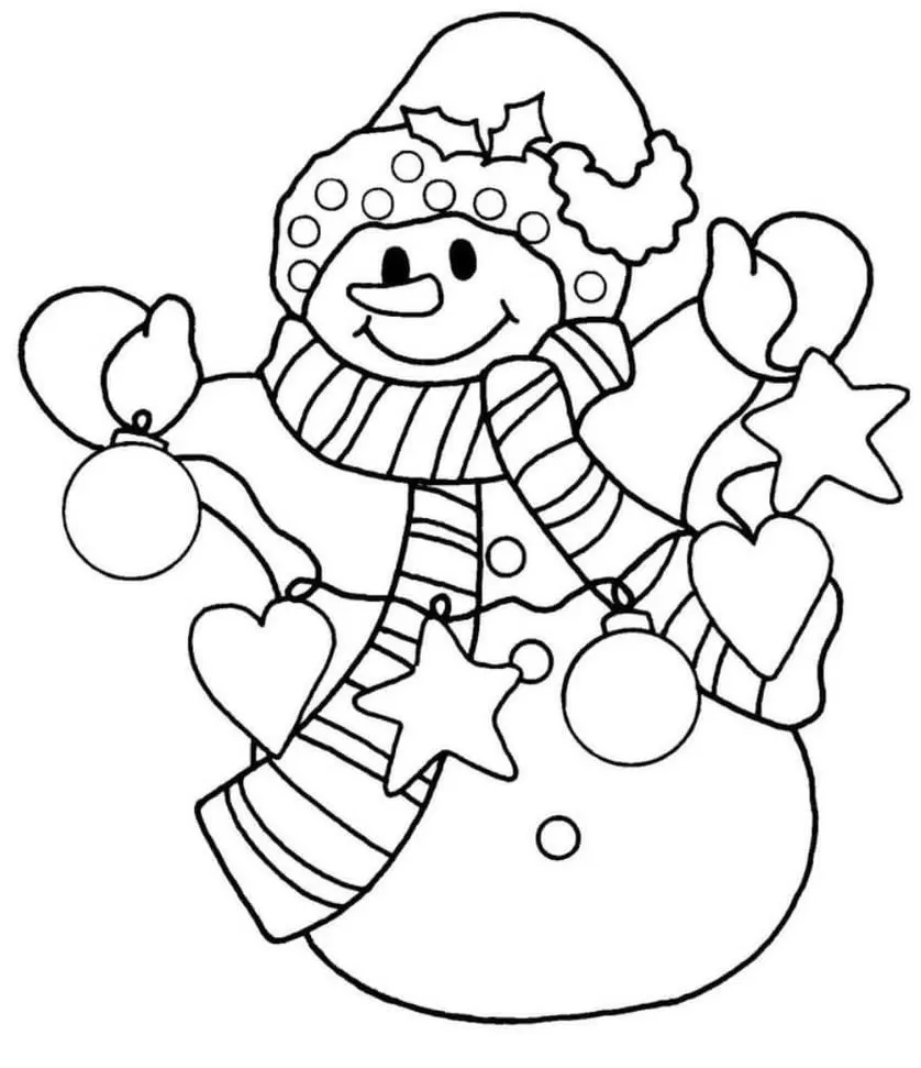 Boneco de Neve Natalino com Guirlanda: Desenho Festivo em PDF