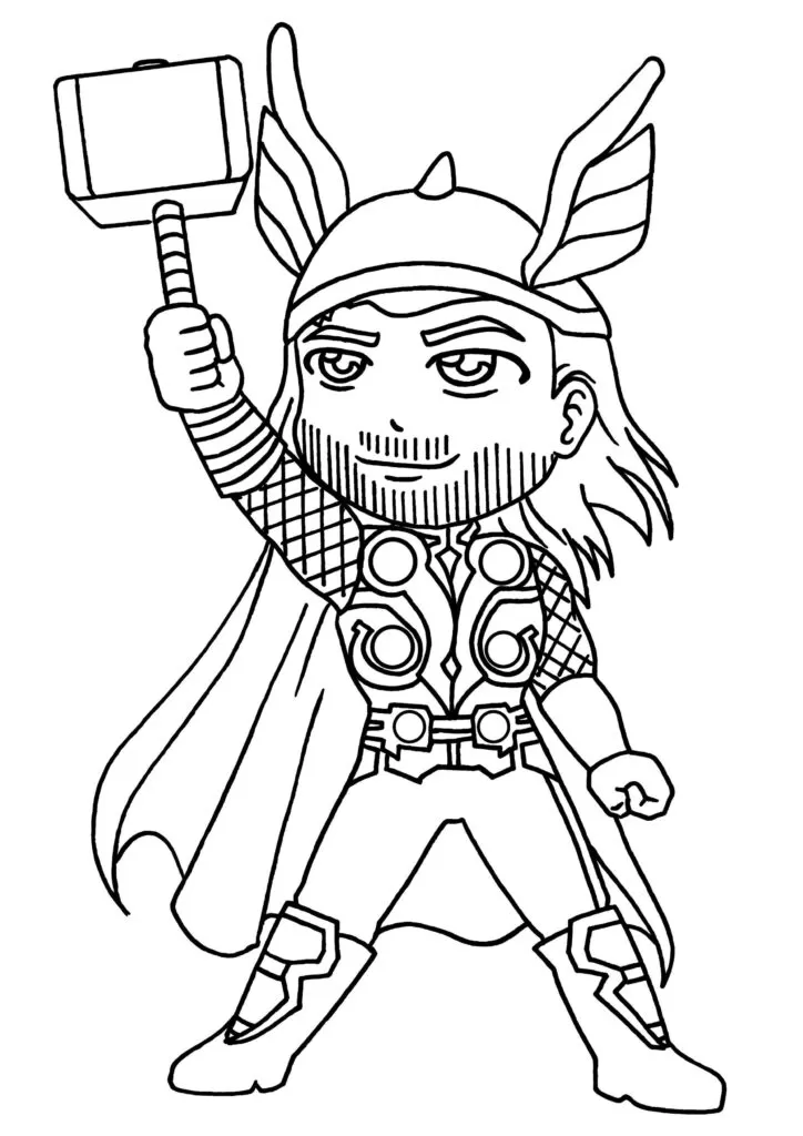 Desenhos de Thor em PDF para colorir. Feliz