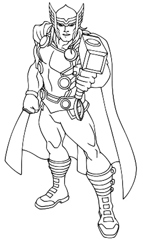Thor para colorir: Desenho em PDF da máscara e armadura do herói da Marvel