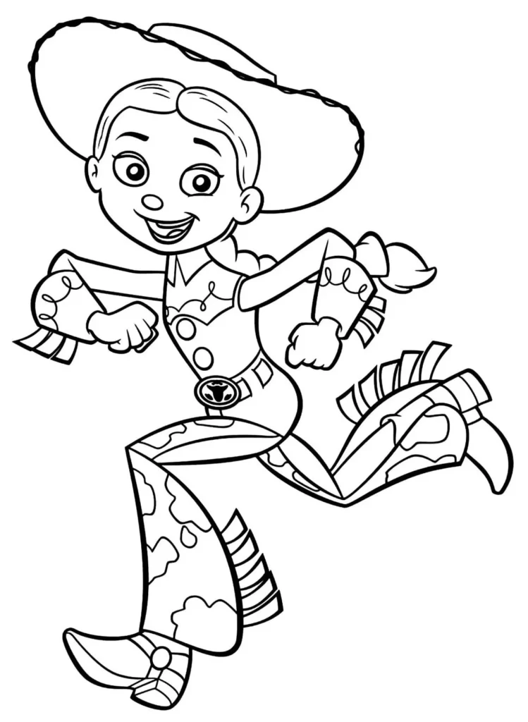 Jessie de Toy Story em ação: arte para colorir em PDF