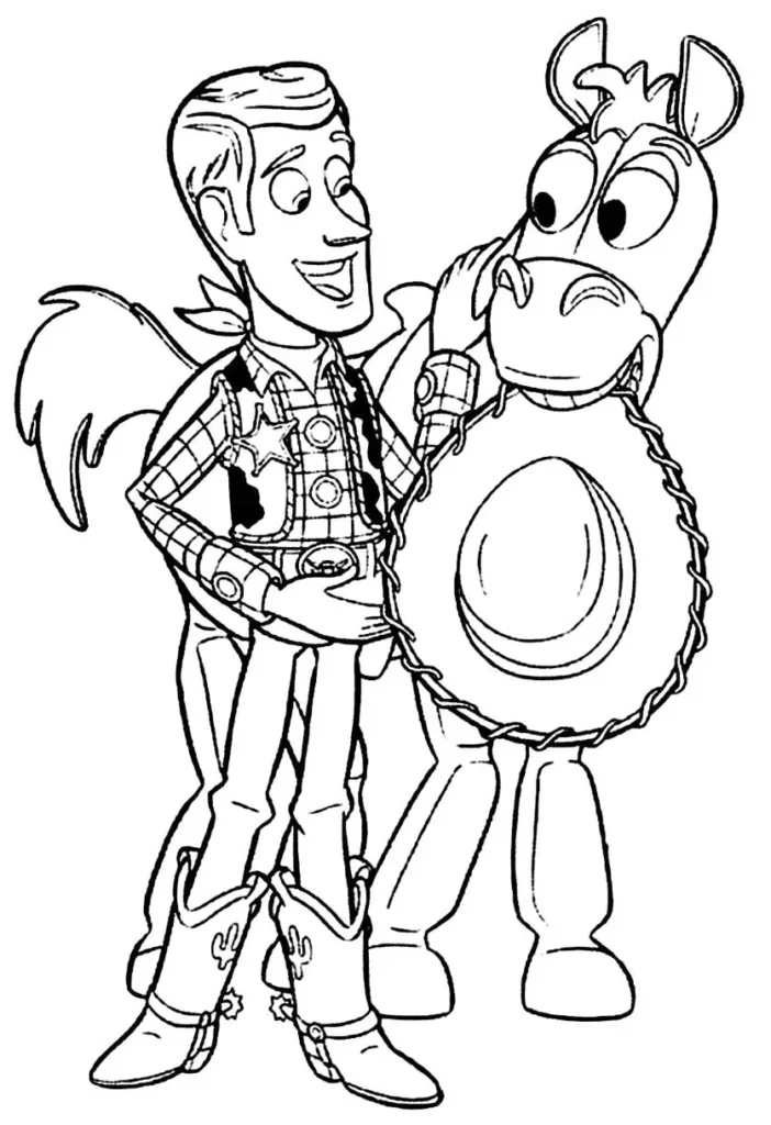 Woody e Bala no Alvo para colorir: Toy Story segurando o chapéu