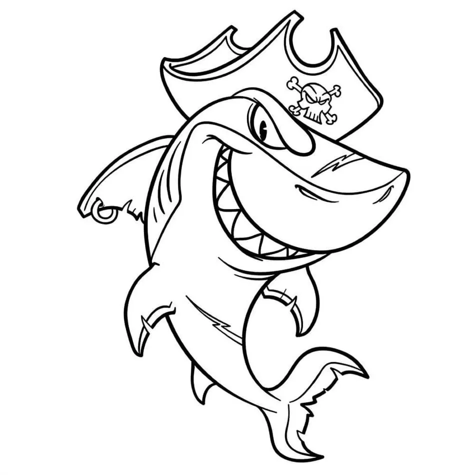 Tubarão Pirata para Colorir em PDF: Atividade Criativa