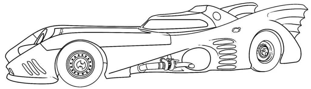 Batmóvel para colorir em PDF: Desenho do carro do Batman