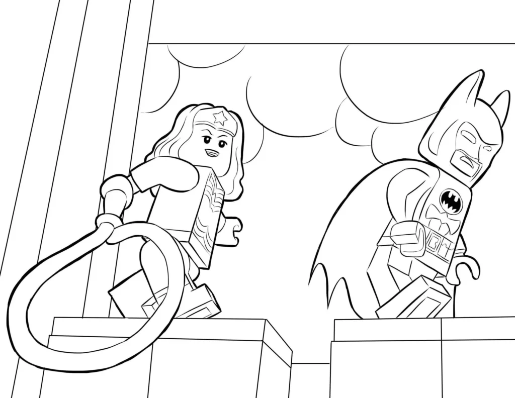 Batman Lego e Mulher Maravilha Lego para colorir em PDF