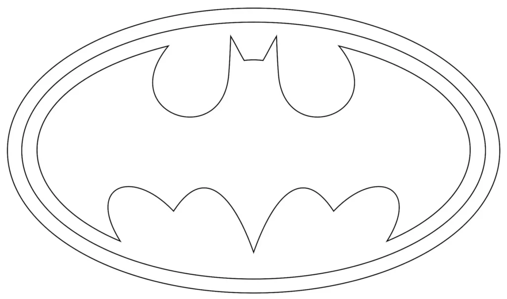 Símbolo do Batman para colorir em PDF: Morcego estilizado em elipse.