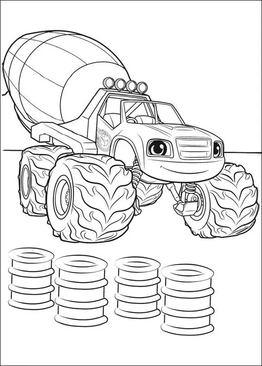 Blaze Monster Machine Betoneira: Desenho para colorir em PDF