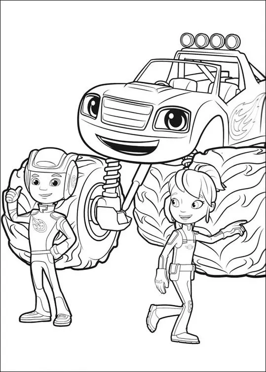 Blaze e Gabby do Monster Machine em desenho para colorir