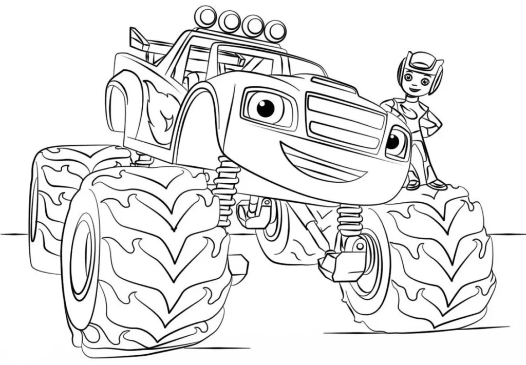 Blaze Monster Machine e AJ para colorir em PDF