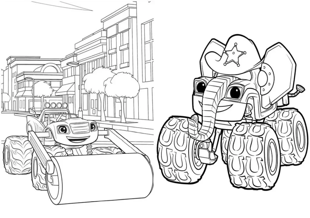 Blaze Monster Machine Compressor: Desenhos para colorir em PDF