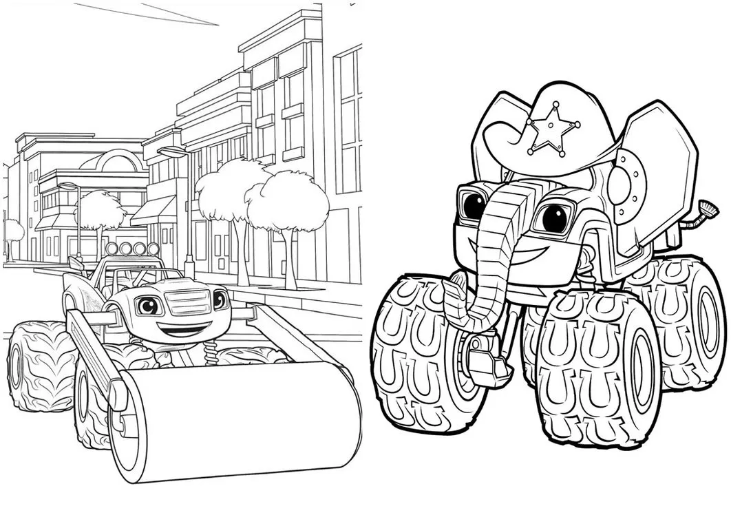 Blaze Monster Machine Compressor: Desenhos para colorir em PDF