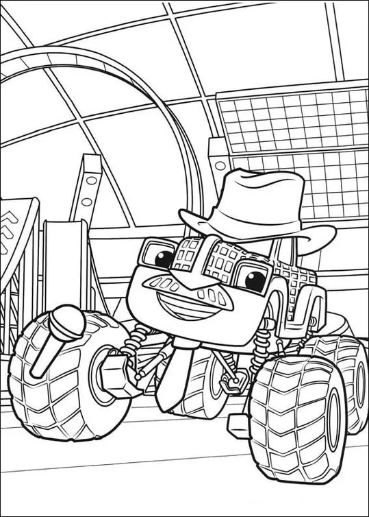 Blaze Monster Machine cowboy para colorir em PDF