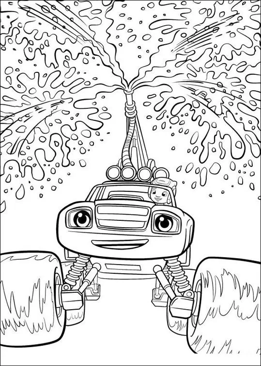 Blaze Monster Machine Jato de Água para colorir em PDF