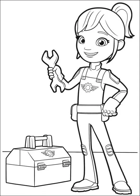 Jovem mecânica com Blaze Monster Machine: desenhos em PDF para colorir.