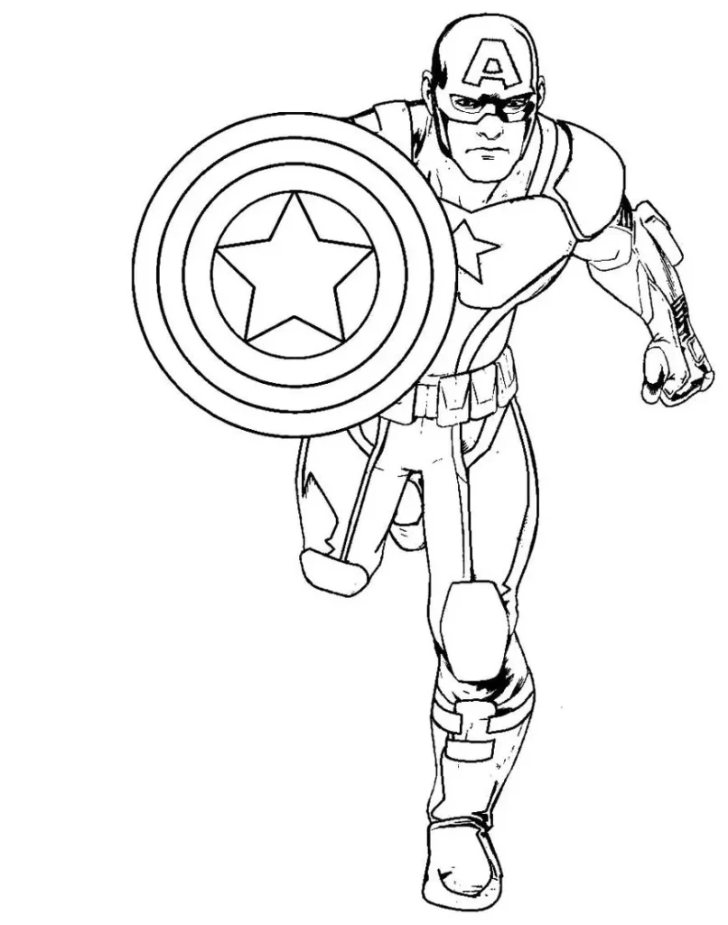 Capitão América com escudo: desenho para colorir em PDF