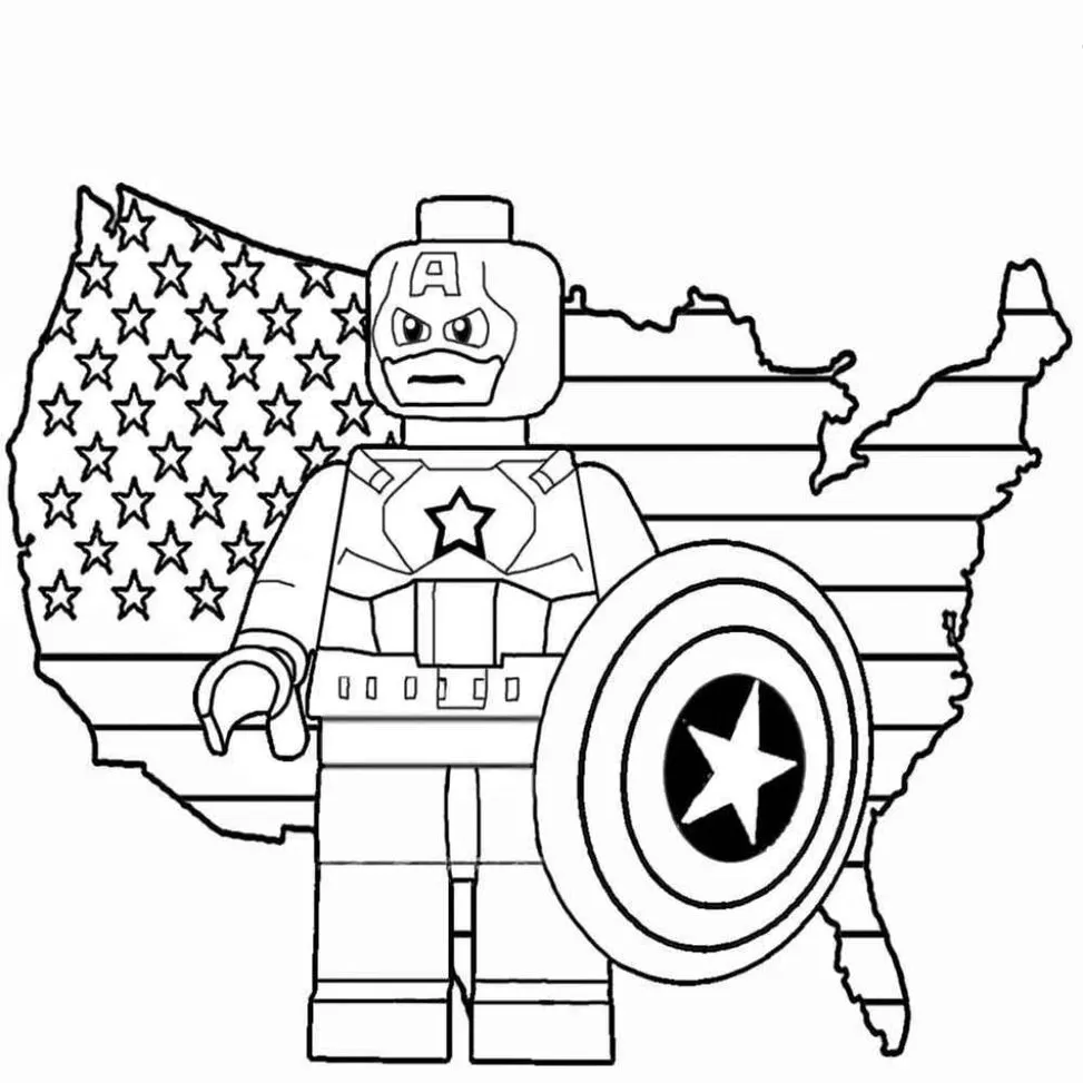 Capitão América Lego para colorir em PDF