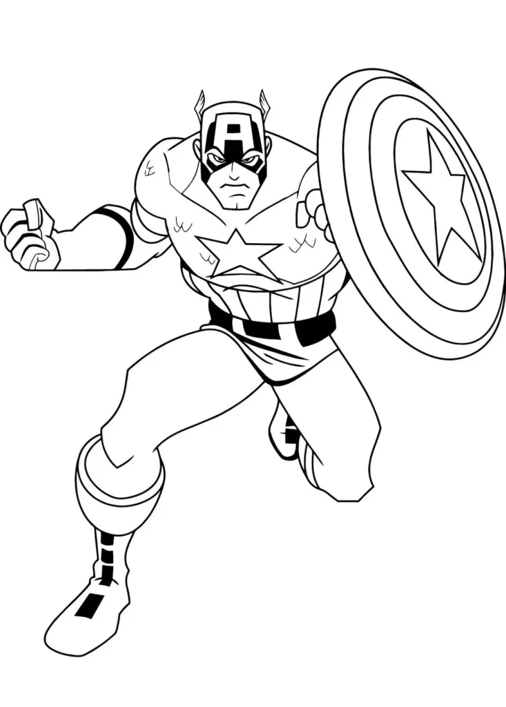 Capitão América em combate: Desenho para colorir em PDF