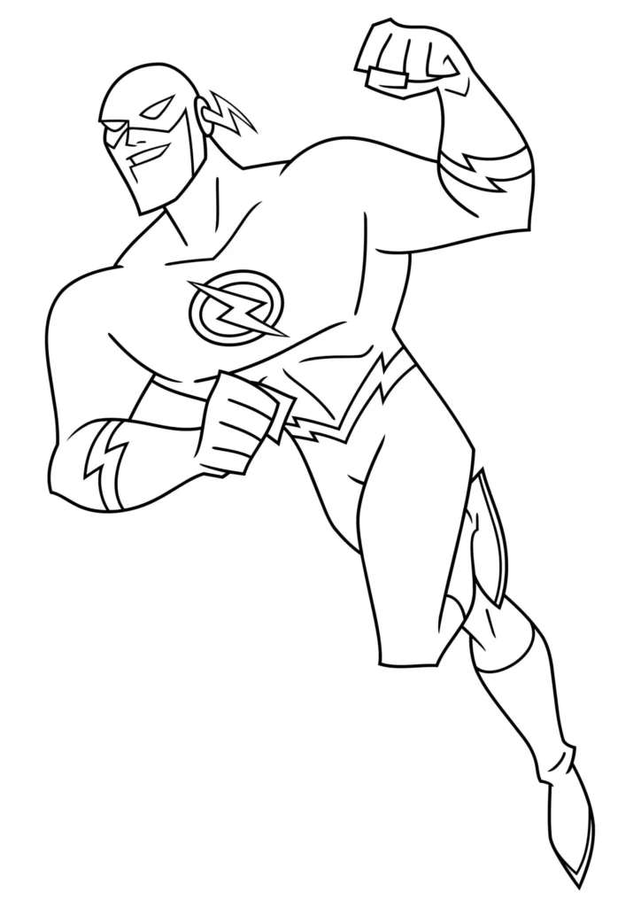 Desenhos do Flash em PDF para colorir Correndo Flash em ação: Desenho para colorir do velocista escarlate