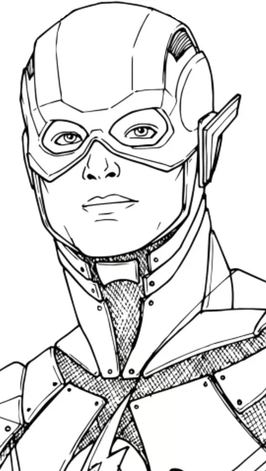 Desenhos do Flash em PDF para colorir Equipado Flash Equipado para colorir em PDF: Desenho do herói em ação